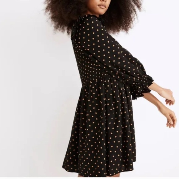 Madewell Lucie V-Neck Smocked Dress, with Oval Dots size XS - Picture 5 of 7